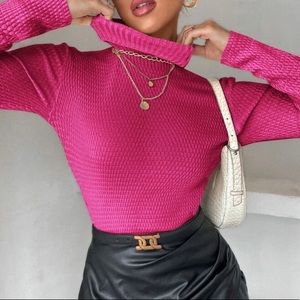 New Solid Textured Turtleneck Sweater NWOT